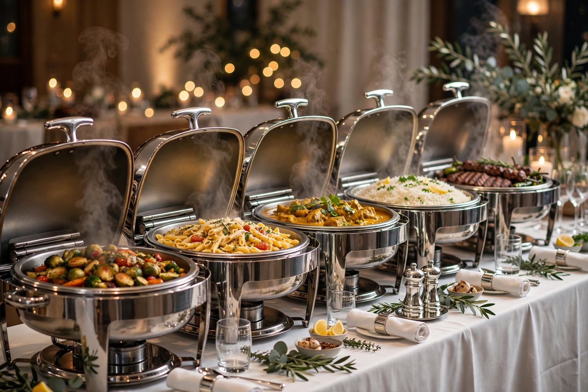 Elle Bites catering warmers and plated dining